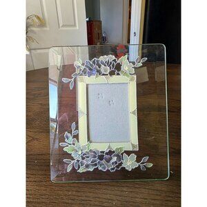 Hand-Painted Floral Glass Photo Frame 3.5" X 5"